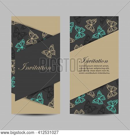 Set Of Vertical Banners With The Butterflies