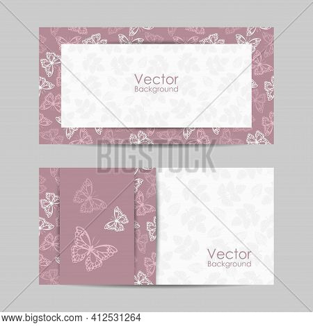 Set Of Horizontal Banners With The Butterflies
