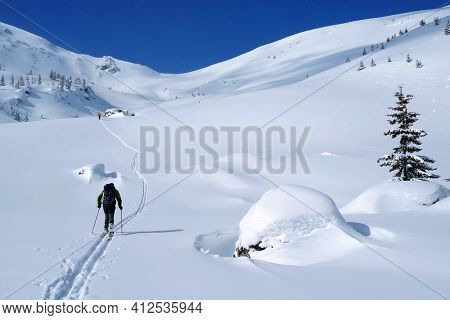 Ski tour in Godeanu Mountains, Carpathians, Romania, Europe