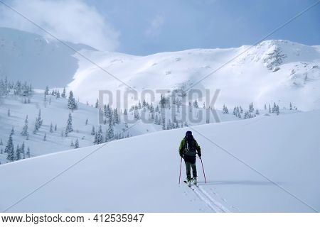 Ski tour in Godeanu Mountains, Carpathians, Romania, Europe