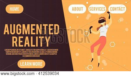 Augmented Reality Banner - Cartoon Woman Using Virtual Game Technology
