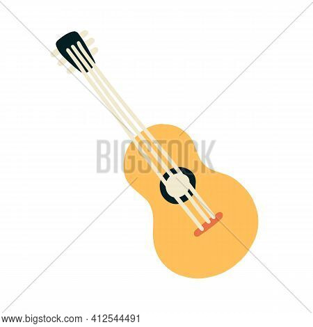 Ukulele Or Ukelele Isolated On White Background. Stringed Acoustic Music Instrument. Folk Hawaii Sma
