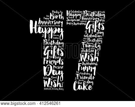 Happy 17th Birthday Word Cloud, Holiday Concept Background