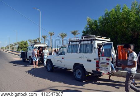 Toyota jeep popular for desert safari. Sharm El Sheikh, Egypt on November 8, 2020