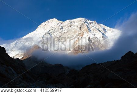 Mount Makalu With Clouds, Nepal Himalayas Mountains, Barun Valley