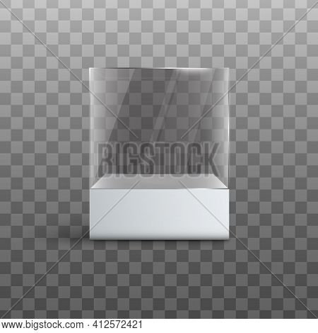 Empty Glass Showcase Mockup Isolated On Transparent Background