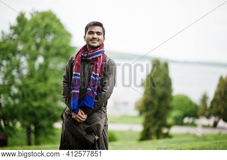 Indo Pakistani Man Wear Traditional Clothes Achkan Or Sherwani.