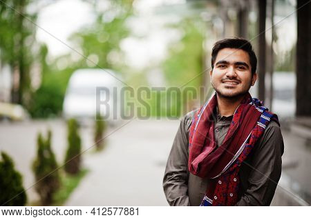 Indo Pakistani Man Wear Traditional Clothes Achkan Or Sherwani.