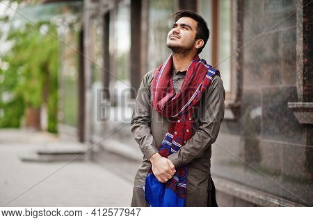Indo Pakistani Man Wear Traditional Clothes Achkan Or Sherwani.