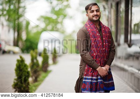 Pakistani Pathan Man Wear Traditional Clothes.
