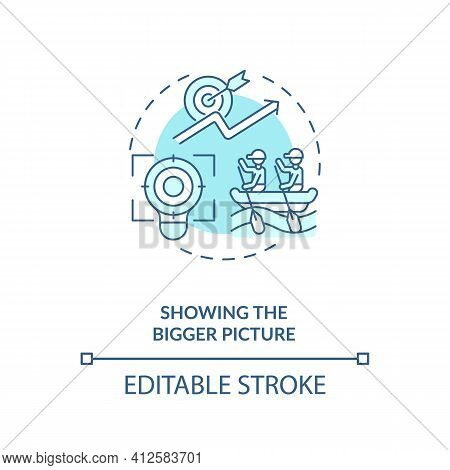 Showing Bigger Picture Concept Icon. Important Work Of Employee Idea Thin Line Illustration. Worker 