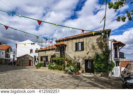 Belmonte, Portugal; May 2017 : Traditional House Full Of Plants And Flowers In Belmonte, Portugal