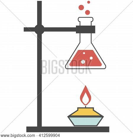 Analytical Chemistry Science Equipment With Heating Flask Vector