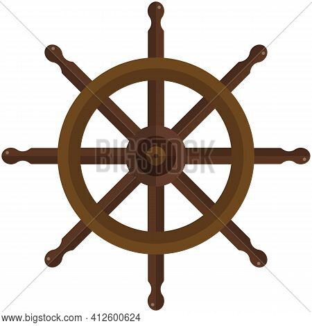 Steering Wheel For Ship Or Boat Vector Isolated On White