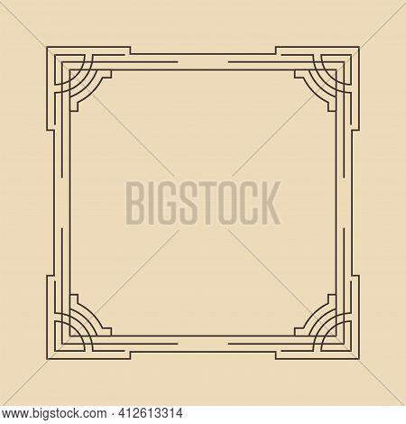 Art Deco Frame. Artwork Graphic Pattern. Orante Wedding Invintation Background Template. Vintage Ret