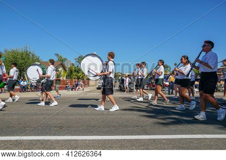 Poway High School Marching Band, 4th July Independence Day Parade At Rancho Bernardo, San Diego, Cal