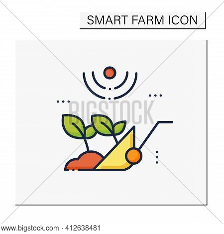 Harvesting Color Icon. Process Of Gathering A Ripe Crop From The Fields. Harvest Using Machines Or B