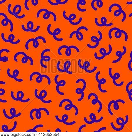 Squiggle Seamless Pattern. Abstract Geometric Shapes In Trendy Flat Memphis Design.