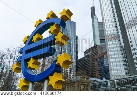 Willy Brandt Square In The Financial District Of Frankfurt Germany - Frankfurt, Germany - March 11, 