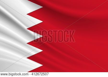 Flag Of Bahrain. Fabric Texture Of The Flag Of Bahrain.