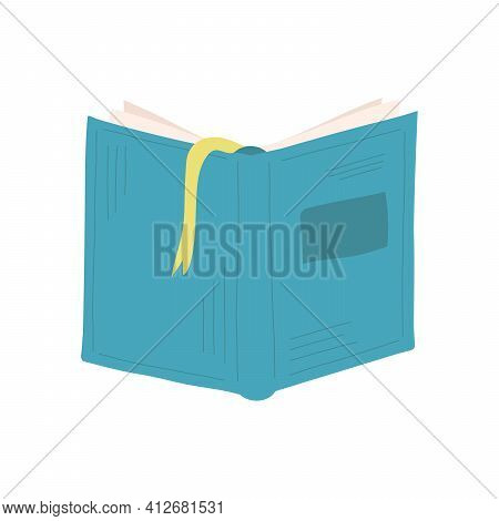Opened Book On An Isolated White Background. Vector Stock Illustration. Cartoon Hand Drawn Style. Bo