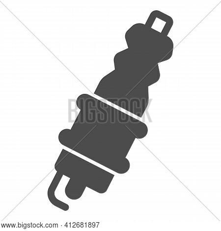 Automotive Spark Plug Solid Icon, Car Parts Concept, Car Spark Plug Sign On White Background, Spare 