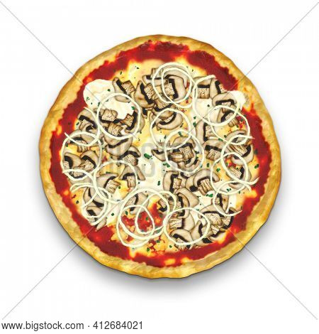 An illustration of a typical pizza funghi
