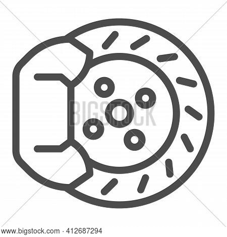 Machine Brake Pad Line Icon, Car Parts Concept, Brake Disc Sign On White Background, Auto Brake Icon