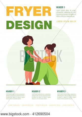 Woman Examining Scrapes On Kid. Black Adopted Child, Hurt, Trauma. Flat Vector Illustration. Family,