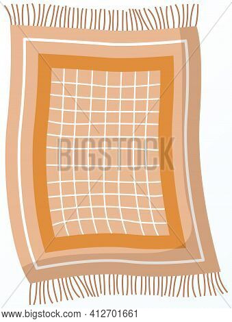 Fringed Kitchen Rug. Mat For Setting Table And Laying Under Hot Dishes. Object For Kitchen Interior
