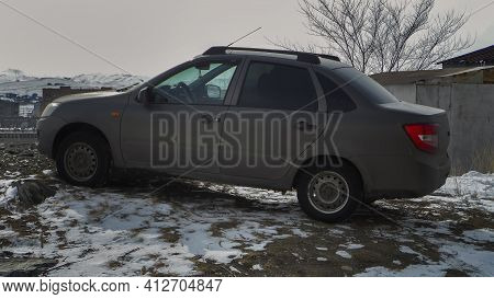 Ust-kamenogorsk, Kz - March 15, 2021. Car Lada Granta. Russian Car.