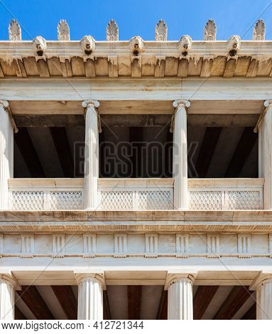 The Stoa Of Attalos Or Attalus Was A Stoa In The Ancient Agora Of Athens In Greece