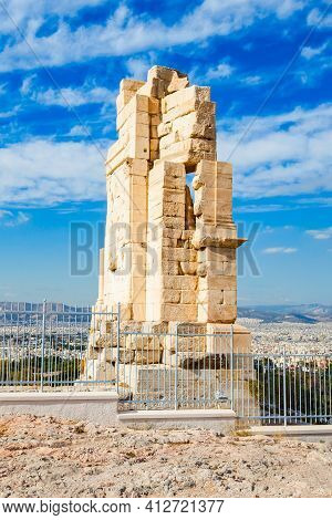 Philopappos Monument Is Ancient Greek Mausoleum And Monument Dedicated To Gaius Julius Antiochus Epi