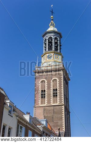 Historic Belfry Clock Tower In Kampen, Netherlands