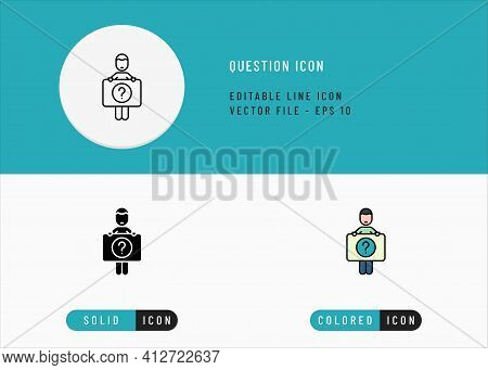 Question Icons Set Editable Stroke Vector Illustration. Question Mark Bubble Symbol. Icon Line Style