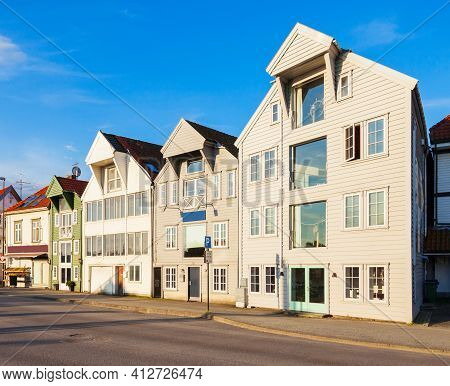 Traditional Wooden Houses In Gamle Stavanger. Gamle Stavanger Is A Historic Area Of The City Of Stav
