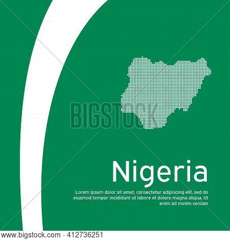 Abstract Nigeria Flag, Mosaic Map. Creative Background In Nigeria Flag Colors For Holiday Card Desig