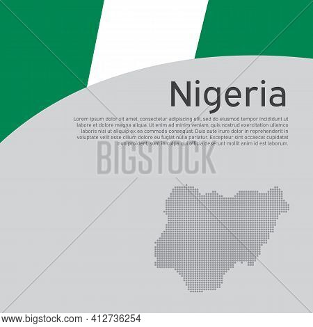 Abstract Nigeria Flag, Mosaic Map. Creative Background In Nigeria Flag Colors For Holiday Card Desig
