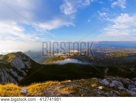 Lovcen Mountains National park on sunset in Montenegro
