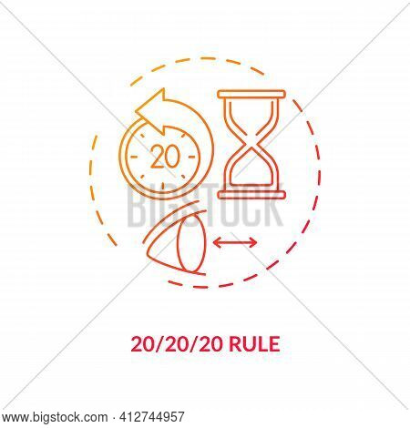 Use 20 20 20 Rule Concept Icon. Digital Eyestrain Prevention Tips. Ways To Prevent Eye Strain And Pa