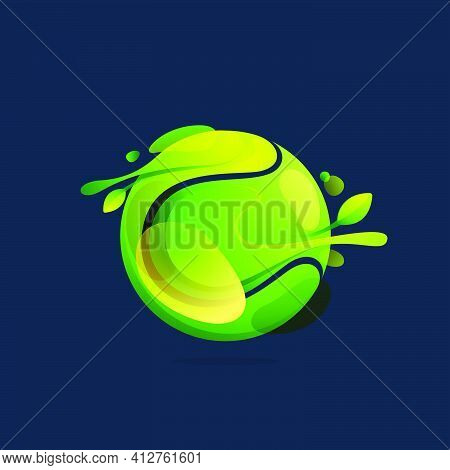 Ecology Sphere Logo Made Of Twisted Green Leaves. Vector Design Template Elements For Vegan Emblem, 