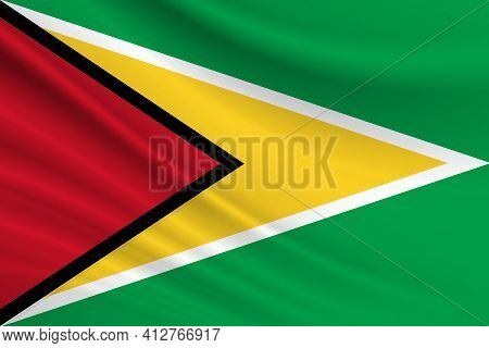 Flag Of Guyana. Fabric Texture Of The Flag Of Guyana.