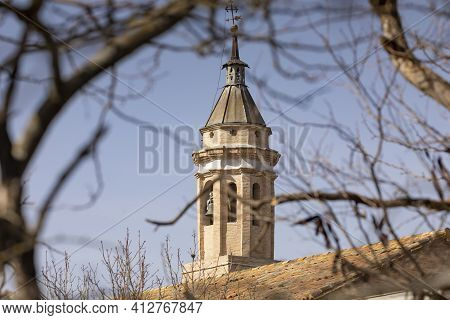 Photograph Of The Bell Tower Of The Church Of Santa Maria, Of Late Gothic Architectural Style, In Th