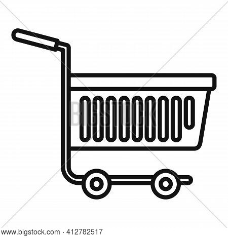 Shop Market Cart Icon. Outline Shop Market Cart Vector Icon For Web Design Isolated On White Backgro