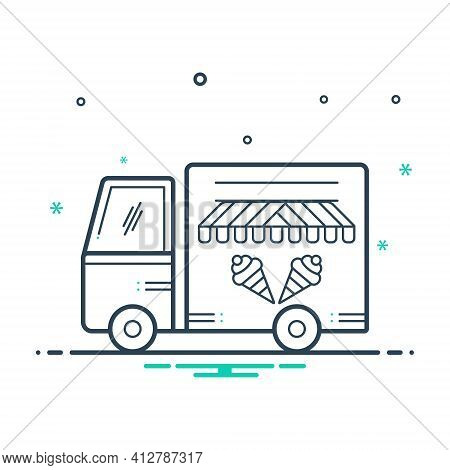 Mix Icon For Icecream Van Vechicle Conveyance Carriage