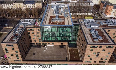 Famous Nhow Hotel In Berlin From Above - Berlin, Germany - March 11, 2021