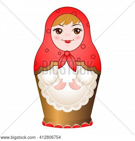 Wooden Nested Doll Icon. Cartoon Of Wooden Nested Doll Vector Icon For Web Design Isolated On White 