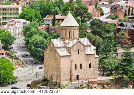 Ancient Metekhi Church On Mtkvari (kura) River Embankment, Tbilisi, Georgia