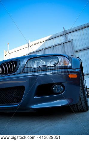 Bmw Chrome Metal Logo And Headlight, Luxury Car In Istanbul City, October 06 2011 Istanbul Pendik Tu