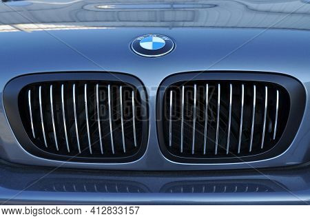 Bmw Chrome Metal Logo, Luxury Car In Istanbul City, October 06 2011 Istanbul Pendik Turkey Used Car 